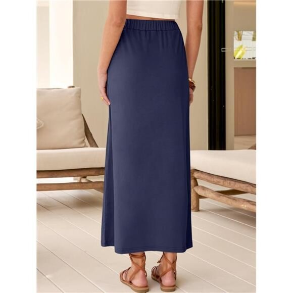 Maxi Skirts for Women Ankle Length Navy Blue - Picture 4 of 6